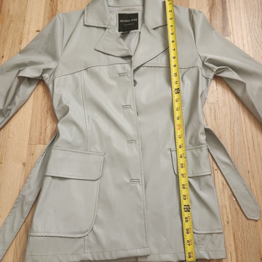 Vintage Silver Gray Tech Wear Vinyl Trench Jacket - Picture 11 of 14